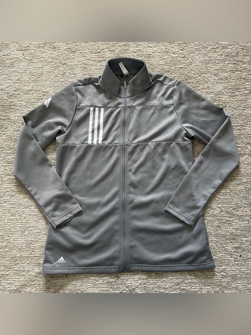 Adidas Women's 3-Stripes Double Knit Full-Zip Gray Jacket Size Large Activewear